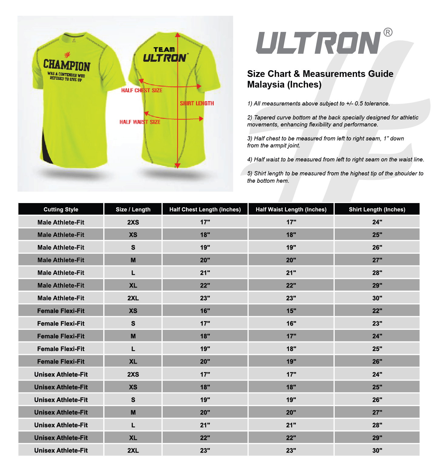 Ultron Size Chart All - Malaysia Shirt Size Chart (1460x1556), Png Download