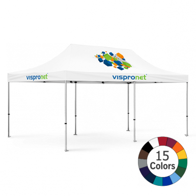 Our 10 X 20 Logo Event Tent, Shown Here With The Vispronet® - 10 X 10 Canopy Tent With Logos (385x385), Png Download