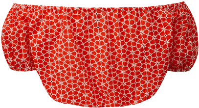 Leandra Tomato And White Daisy Eyelet Top - Tomato (414x600), Png Download