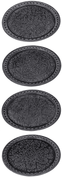 Plate 52 Cm Metal Black • - Mix Wzorów Talerz Metalowy (500x611), Png Download