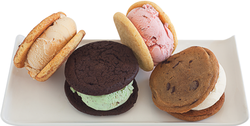 4 Ice Cream Sandwiches On A Plate - Ice Cream Sandwich (524x316), Png Download