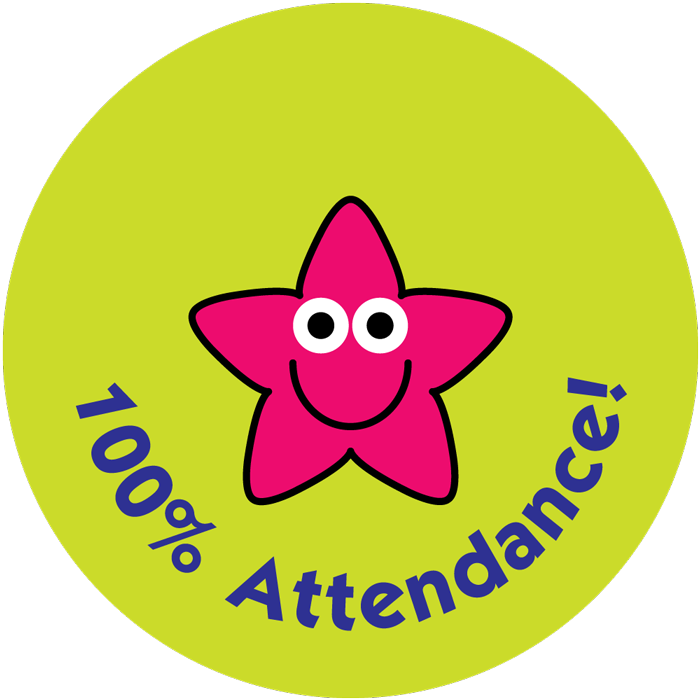 100% Attendance 38mm - Sticker For Attendance Png (700x700), Png Download