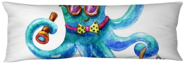 Cute Blue Business Octopus-octopus Life - Watercolor Painting (400x400), Png Download