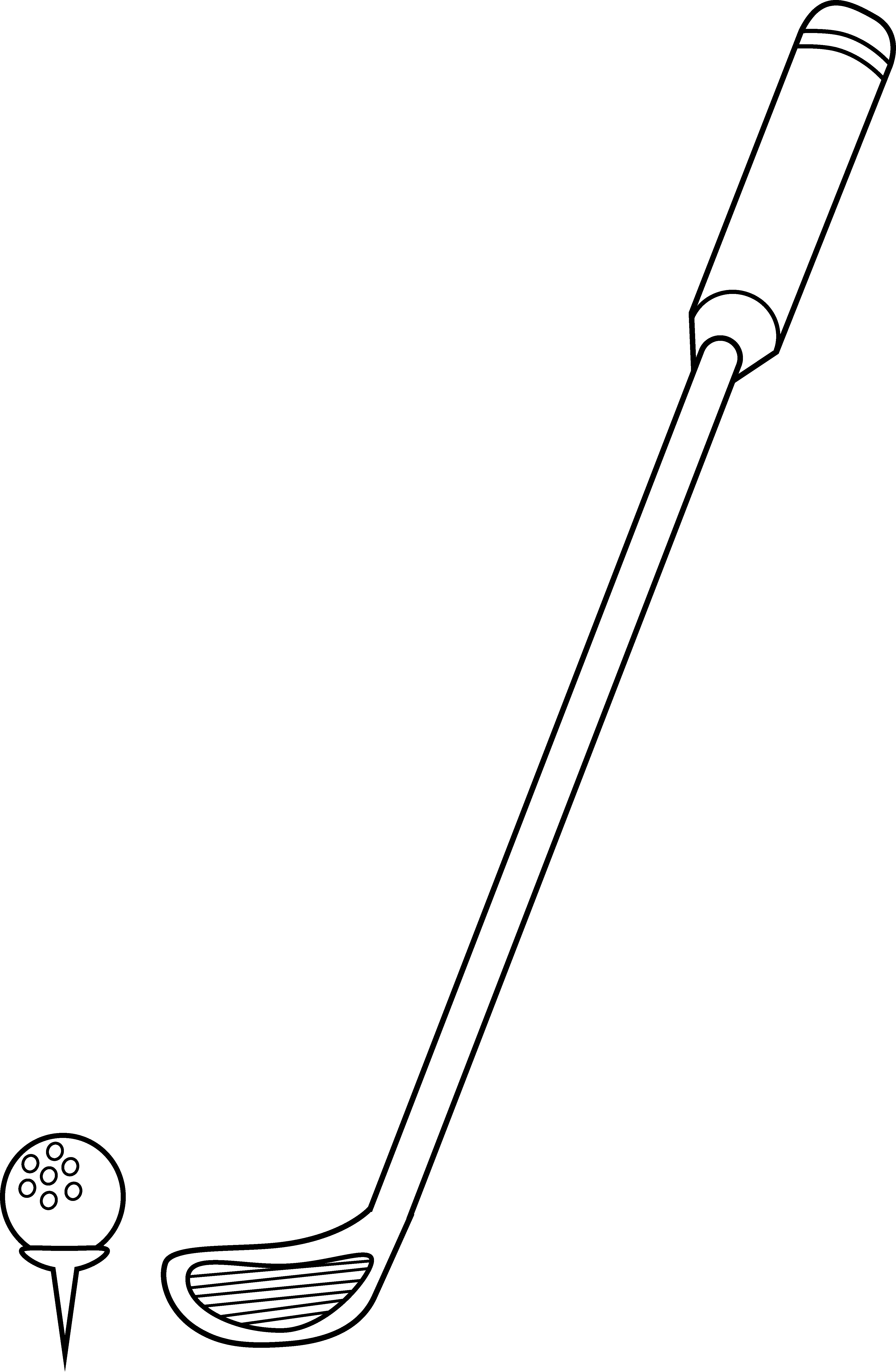 Golf Club And Ball Coloring Page - Line Art (4068x6231), Png Download