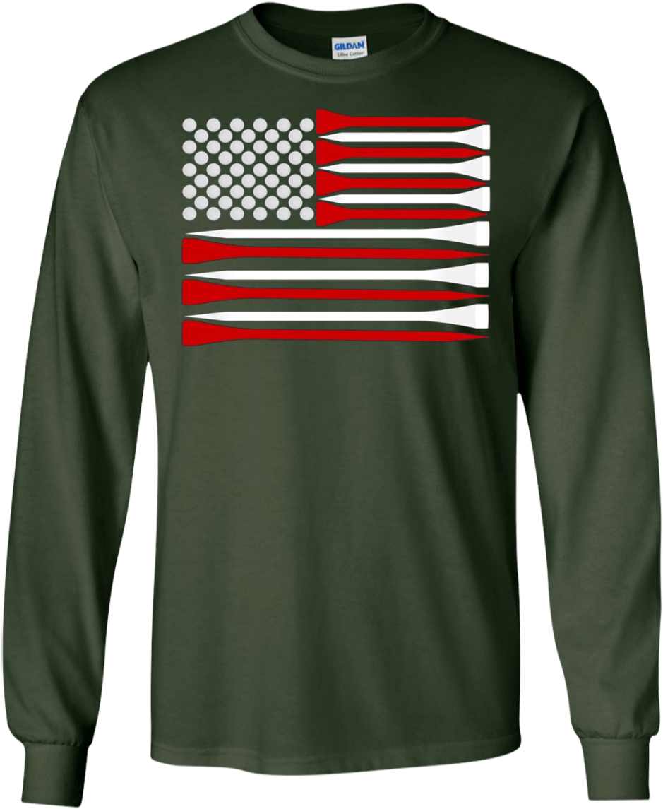 Usa Flag For Golfer, Long Sleeve Tee, Golf Flag Usa - T-shirt (1155x1155), Png Download