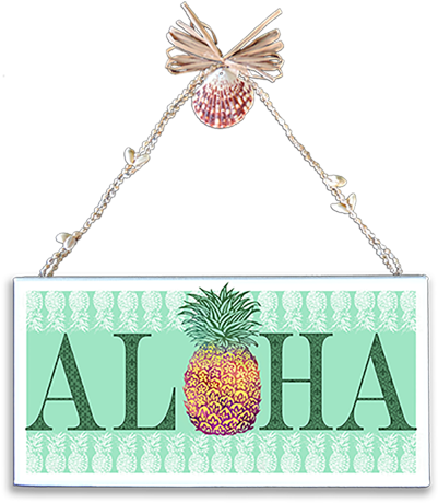 Aloha Pineapple Varnished Canvas Sign - Seedless Fruit (432x479), Png Download