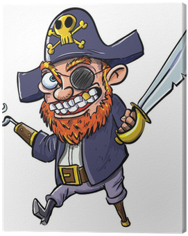 Cartoon Pirate With A Hook And Cutlass Canvas Print - Cartoon Pirates (400x400), Png Download