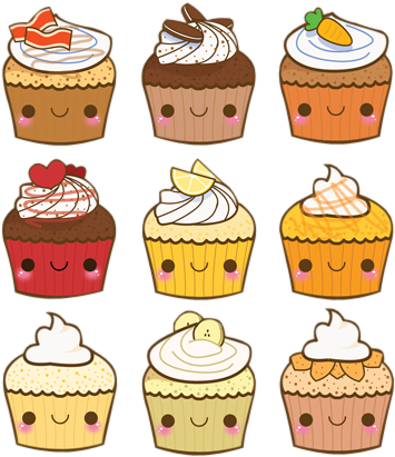 Cute Cupcake Designs Tumblr For Kids - Kawaii Cupcakes Png (390x471), Png Download