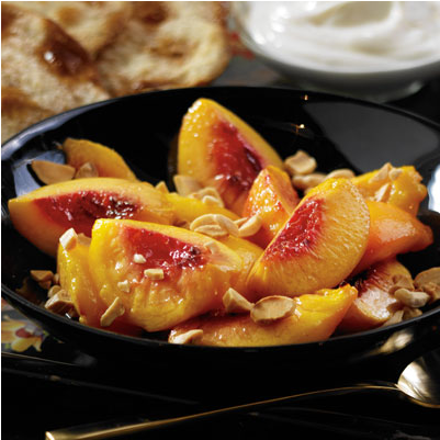 8 Honey Roasted Peach Quarters In A Bowl, Garnished - Torta (430x430), Png Download