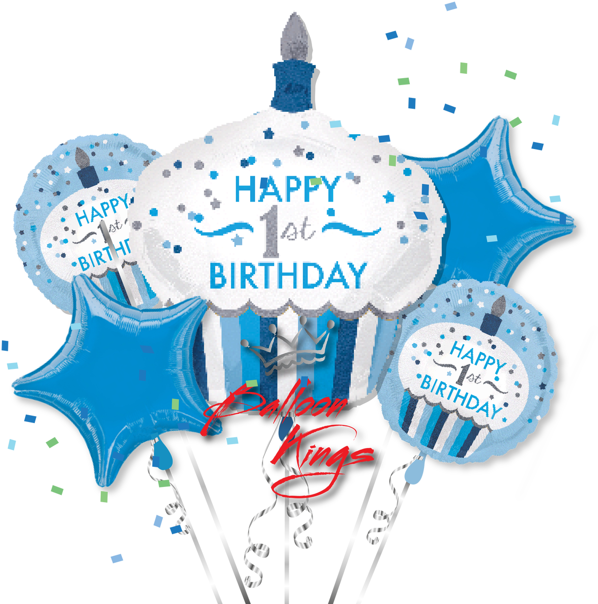 Download Birthday Boy Cupcake Bouquet Balloon Kings Png 1st - Happy 1st ...