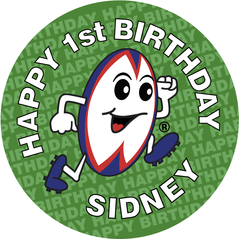 Ruggerbugs Sticker Happy 1st Birthday - Tag Rugby (1410x1318), Png Download