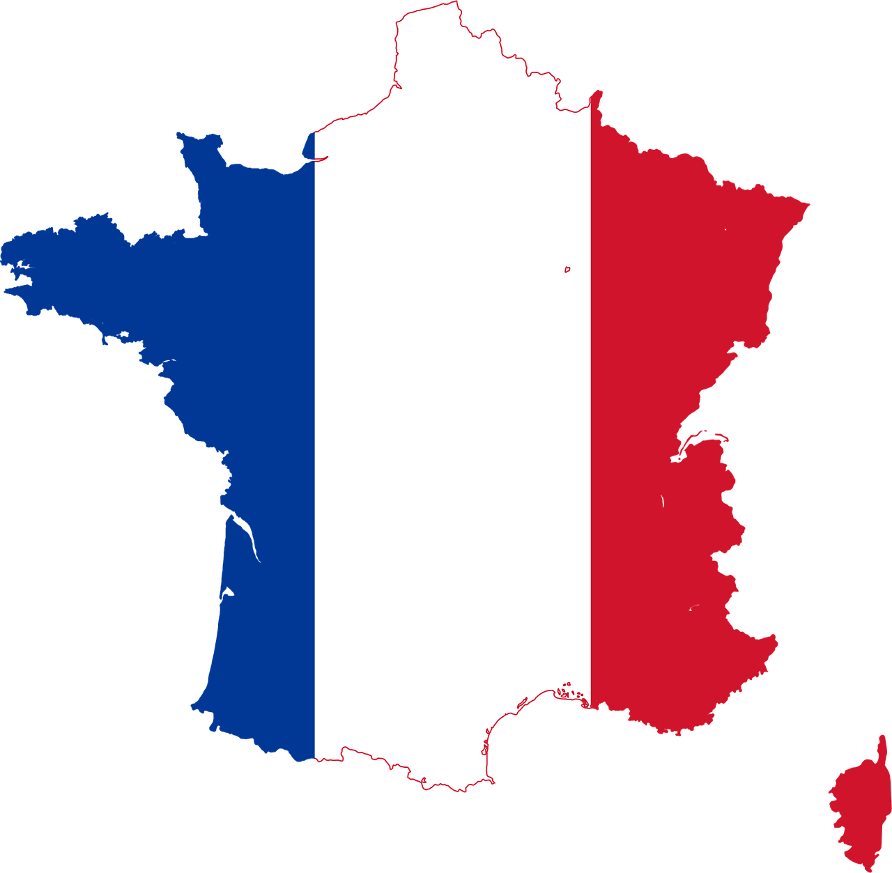 France Flag Map (640x627), Png Download