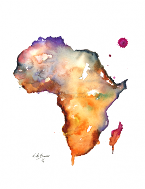 African Watercolor Map (380x380), Png Download