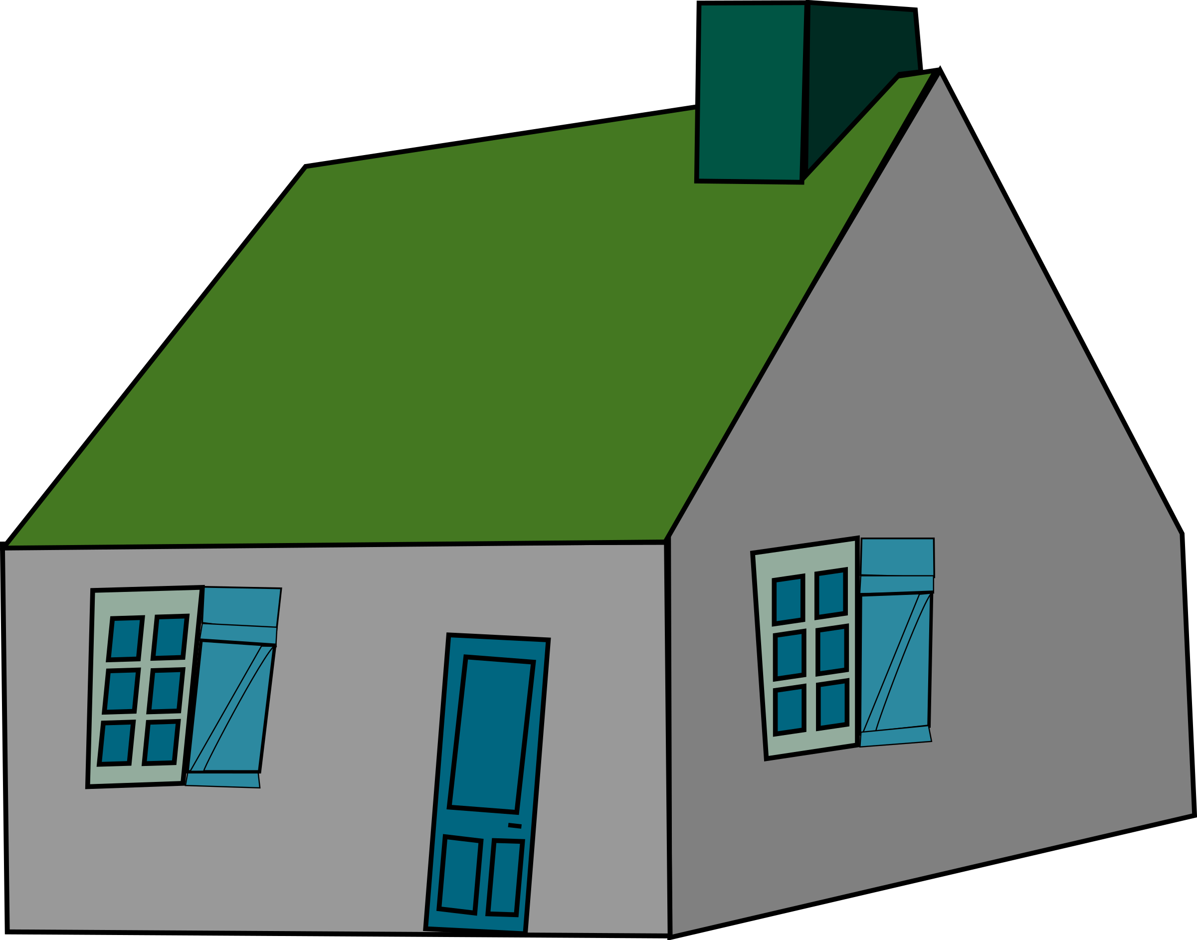 See Here House Outline Clipart Black And White - House (2400x1885), Png Download