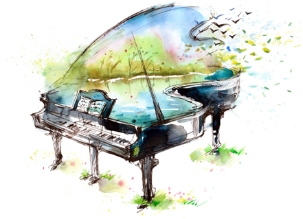0 9f3ea 68e6f073 L - Watercolor Piano (500x346), Png Download