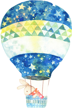 Watercolor Painting Balloon Bunnies - Hot Air Balloon Watercolor (500x500), Png Download