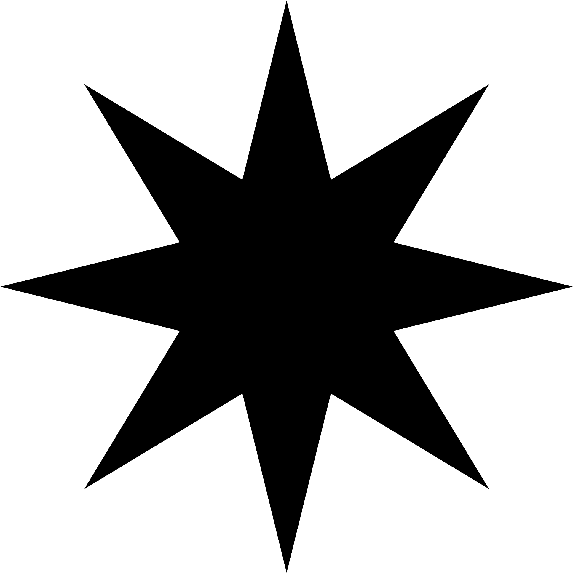 Open - Black 8 Point Star (2000x2000), Png Download