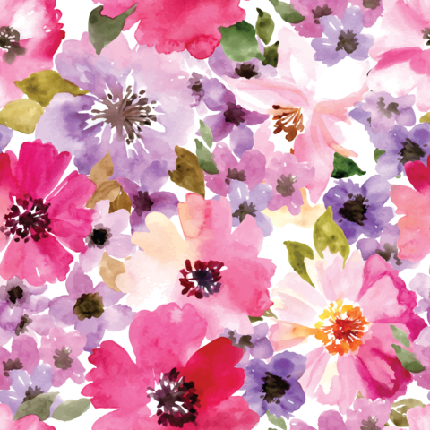 Watercolor Floral Patterned Vinyl - Background Flower Purple Watercolour (480x480), Png Download
