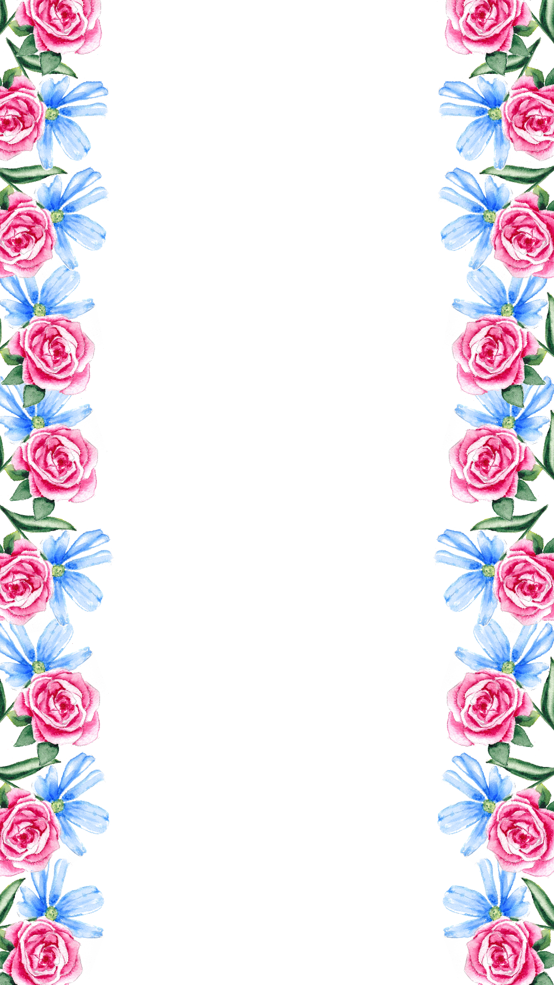 Watercolor Border - Garden Roses (1080x1920), Png Download