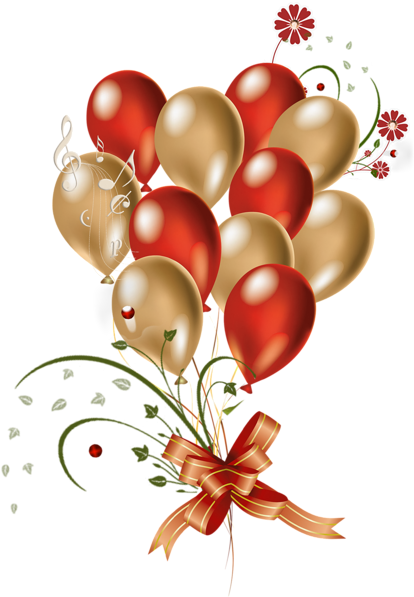 Golden Colour Balloon Png Image - Red And Gold Birthday Balloons (569x744), Png Download
