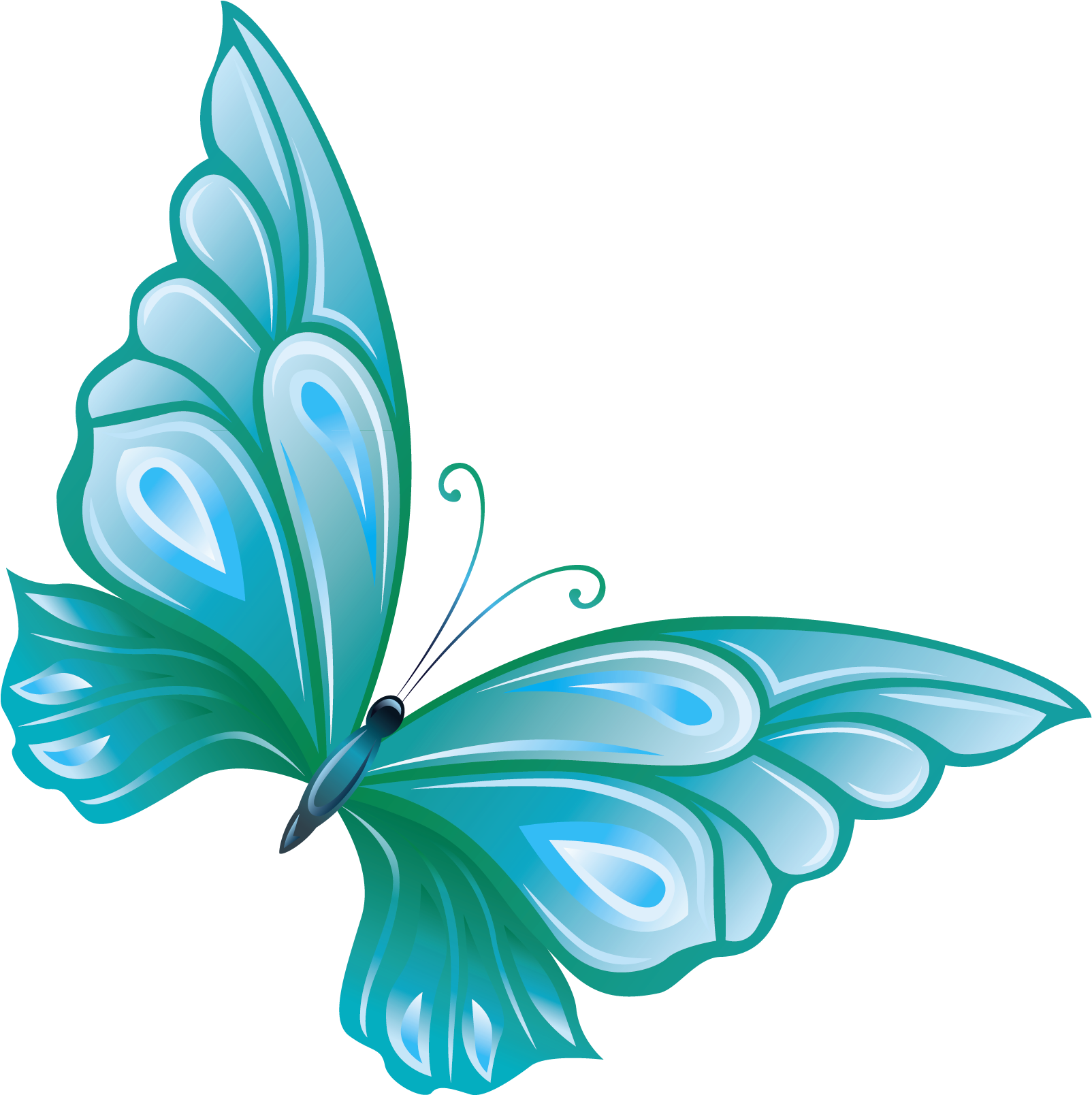 Light Blue Butterfly Panda - Butterfly Clipart No Background (1721x1776), Png Download