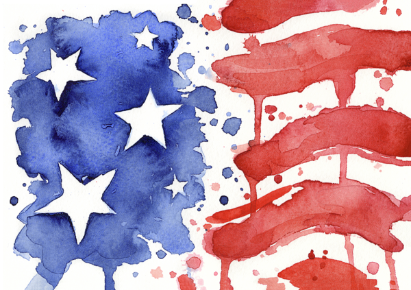 Click And Drag To Re-position The Image, If Desired - American Flag Watercolor Painting (600x423), Png Download