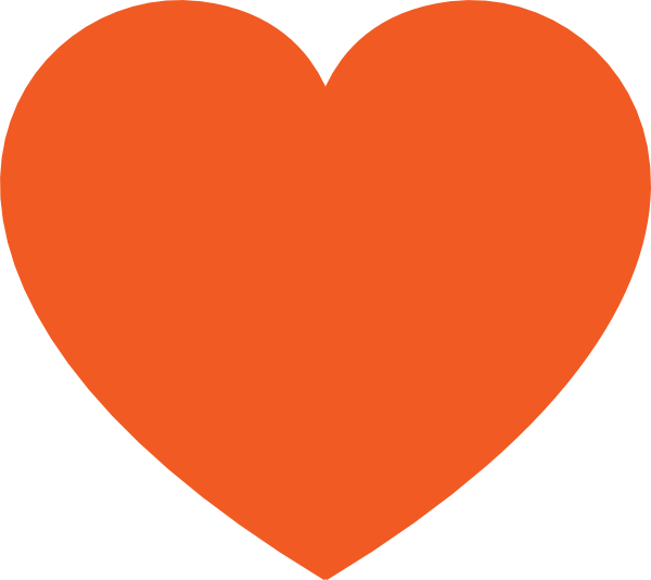Instagram Heart Free Download Png - Orange Heart Clip Art (600x534), Png Download