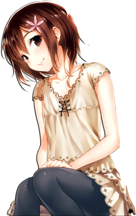 Anime Girl With Brown Hair Png - Short Brown Haired Anime Girl (900x720), Png Download
