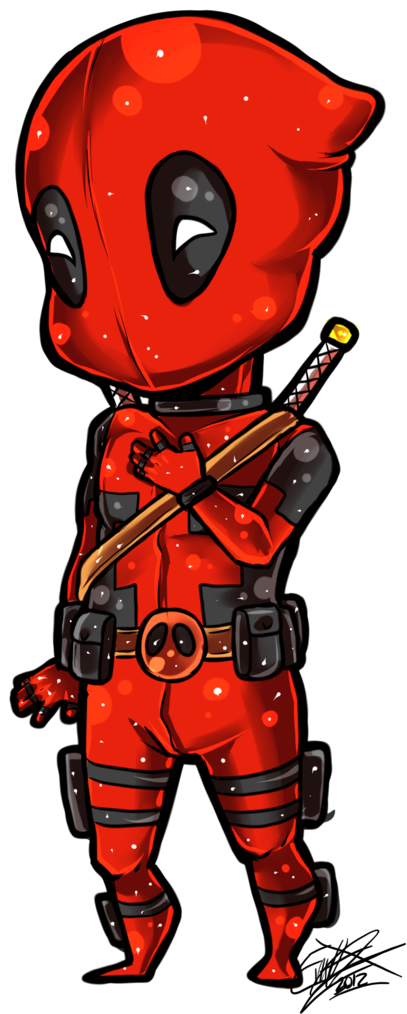 Ballpoint Drawing Deadpool Clip Download - Deadpool Y Spiderman Chibi (900x1350), Png Download