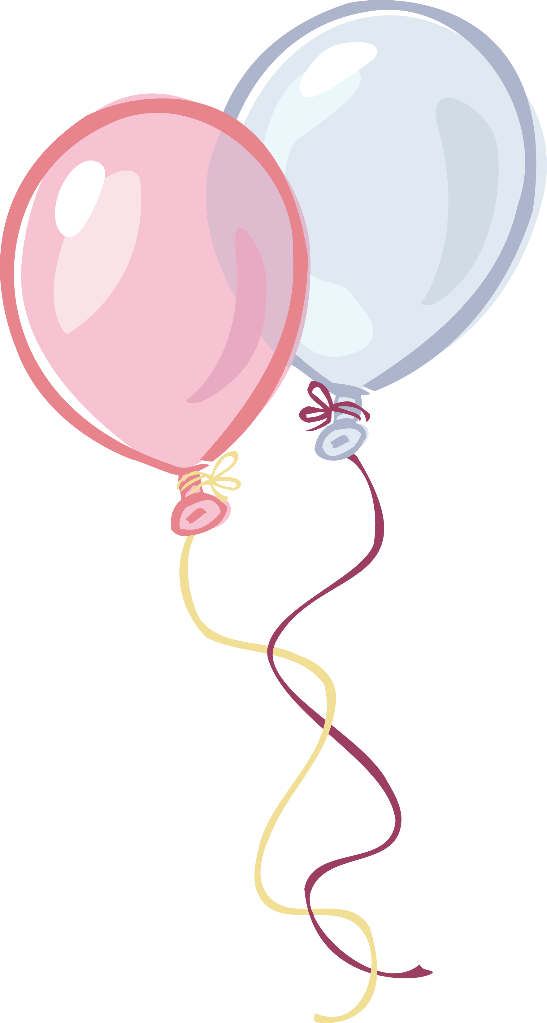 Pink And Blue Birthday - Pink Balloons Clip Art (1767x3300), Png Download