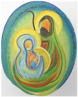 Christmas Religious Nativity Scene, Holy Family Abstract - Circler Nativity (400x400), Png Download