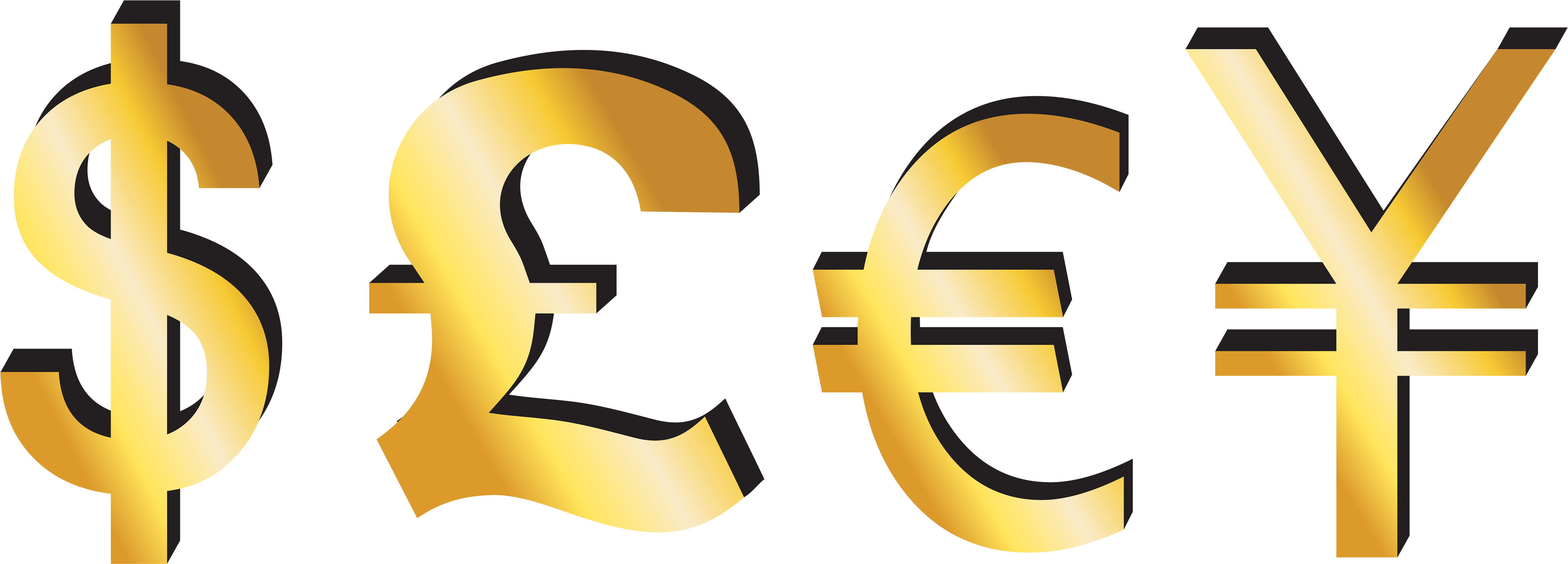 Dollar Pound Euro Yen Signs Png Clipart - Dollar And Pound Sign (5000x1798), Png Download
