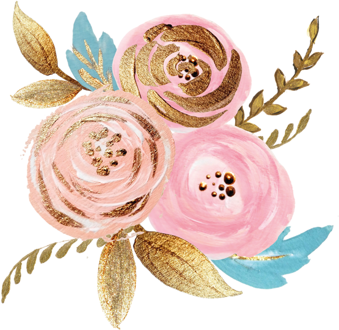 Pink Gold Watercolor Plant Ink Paint Flowers Freetoedit Rose Gold