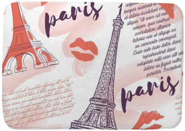 Vintage Seamless Pattern With Eiffel Tower, Kisses, - Torre Eiffel Animada (400x400), Png Download