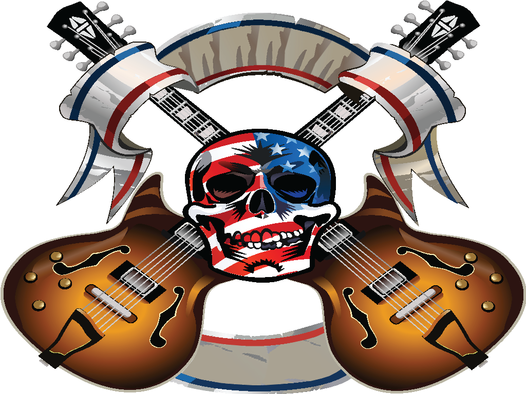 Rock Em Png - Music Skull Vector (1024x768), Png Download