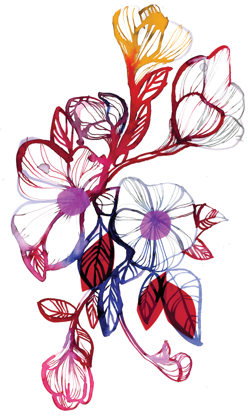 Download Floral Flourish - Watercolour Flowers Tattoo Sketch PNG Image