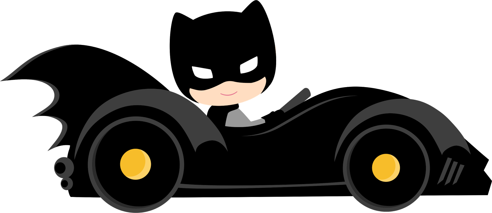 Jpg Freeuse Library Characters Of Kids Version Clip - Batmobile Clipart (1600x692), Png Download