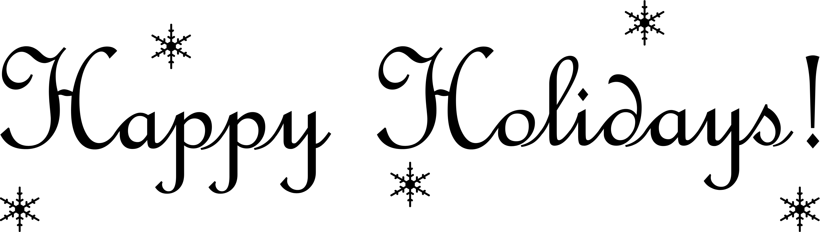 Happy Holidays Black And White Clipart (3312x936), Png Download