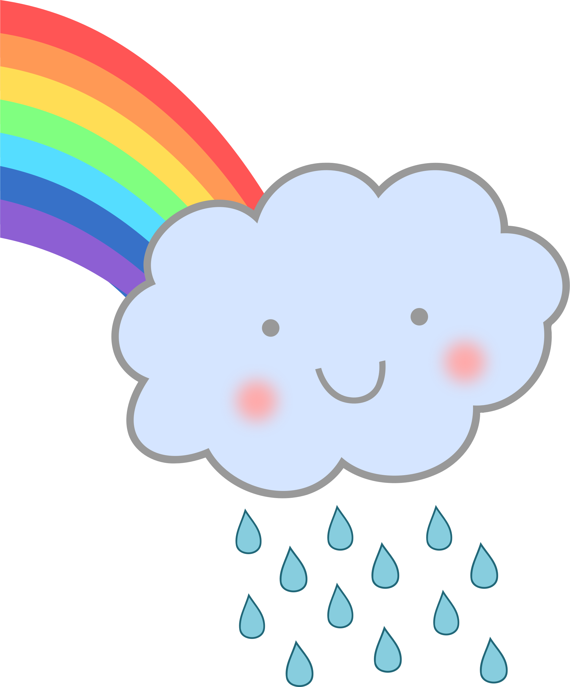 Raindrops Clipart Wind Rain - Rain Cloud And Rainbow (1969x2374), Png Download