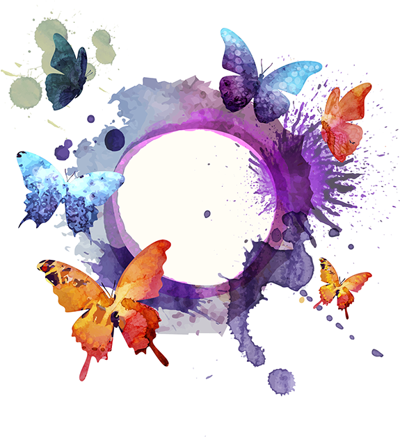 Butterfly Watercolor Purple Background (602x628), Png Download
