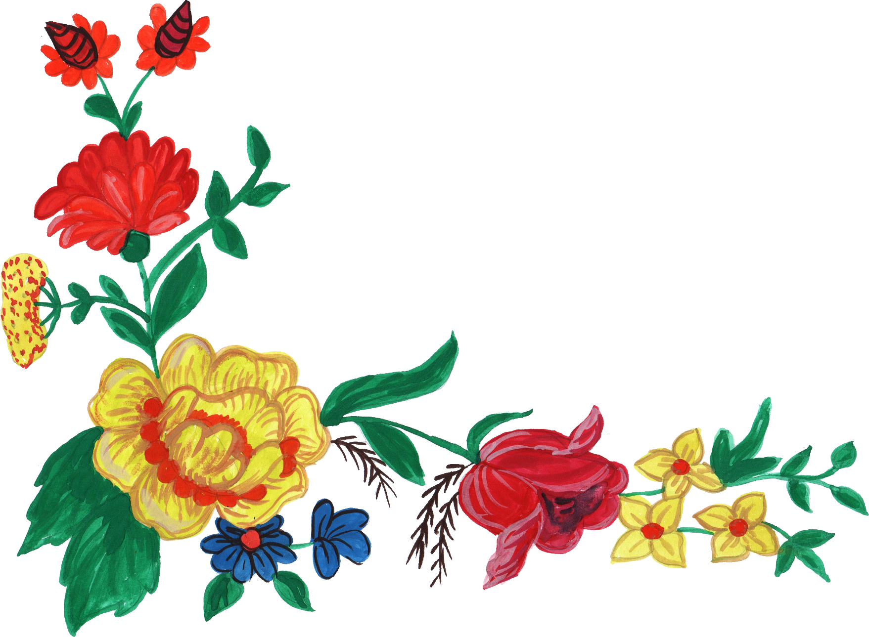 5 Watercolor Flower Corner Vol - Png Format Flowers Png Images Hd (1024x751), Png Download