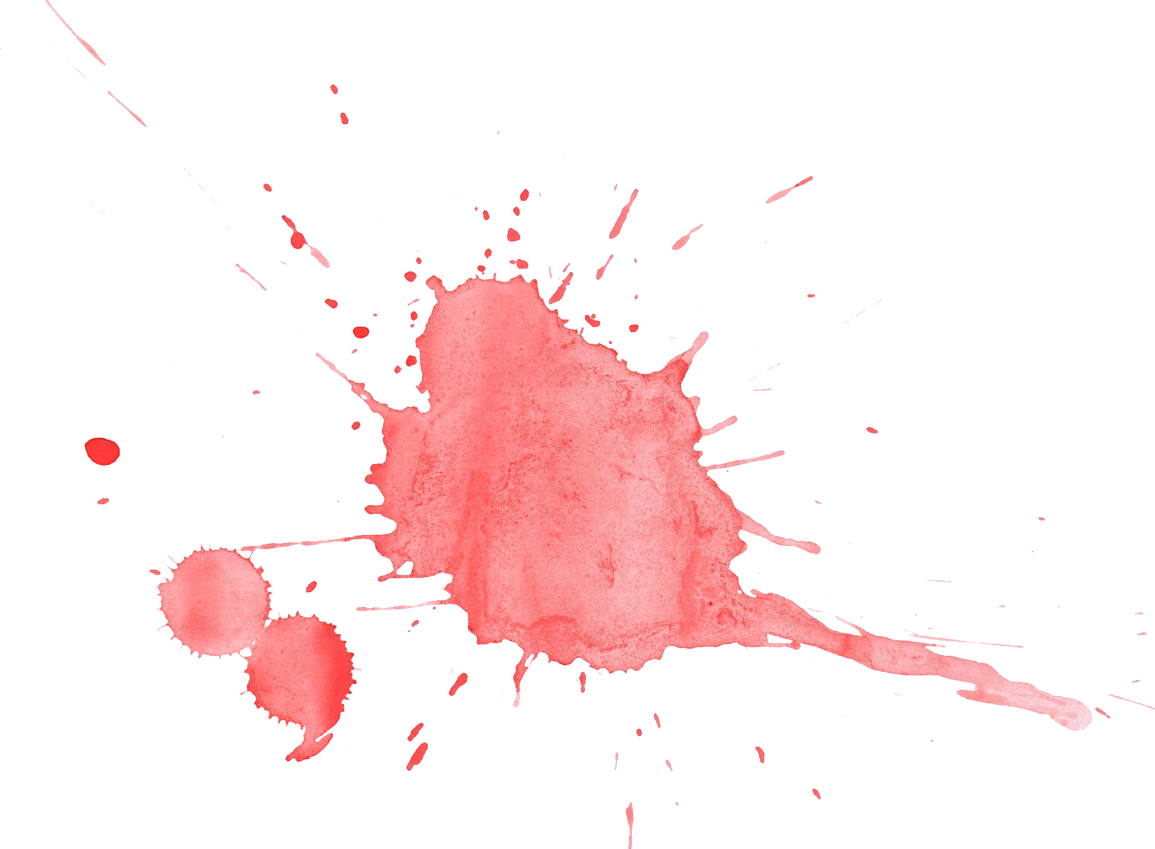 Red Watercolor Splatter - Coral Watercolor Splashes Png (2296x1687), Png Download