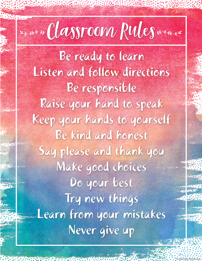 Tcr7554 Watercolor Classroom Rules Chart Image - Classroom Rules Chart (900x900), Png Download