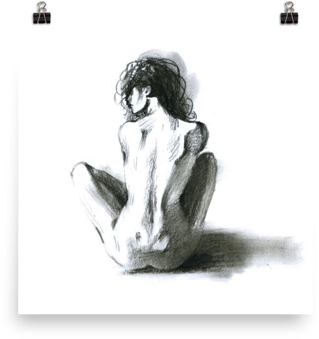 Printed Watercolor Hot Girl Poster Of A Sexy Naked - Figure Drawing (1000x1000), Png Download