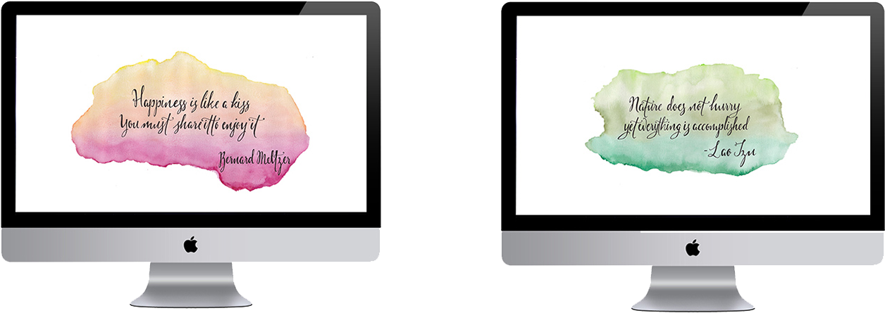 Watercolor Quotes For Your Desktop - Imac 27 (1417x510), Png Download