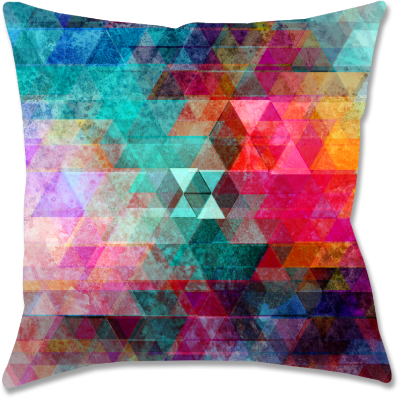 Triangle Watercolor Collection Outdoor Pillow - Cushion (858x858), Png Download