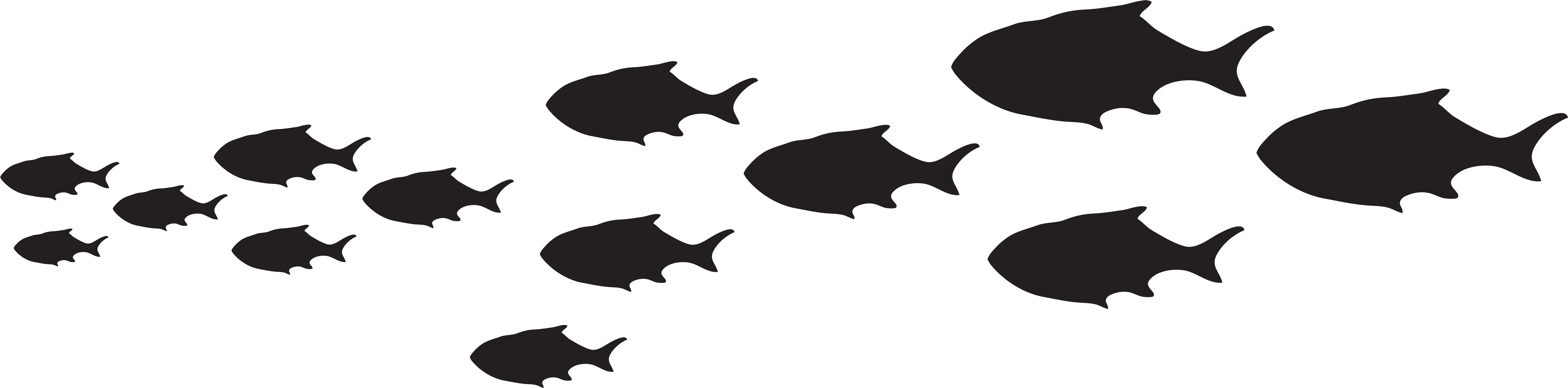 Fish Silhouette Clip Art At Getdrawings - School Of Fish Silhouette Png (8000x2098), Png Download