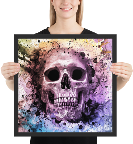 Watercolor Skull Framed Poster - Watercolor Painting (480x480), Png Download