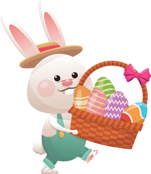 Easter With Eggs Basket - Easter Bunny (640x640), Png Download