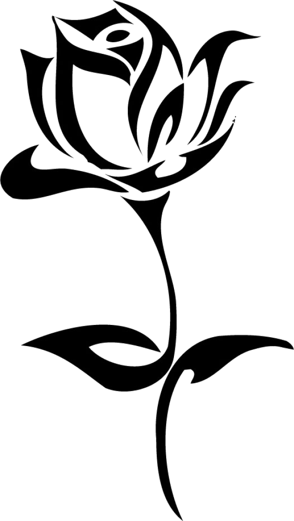 Tattoo Png Free Download - Black And White Rose Png (600x1063), Png Download